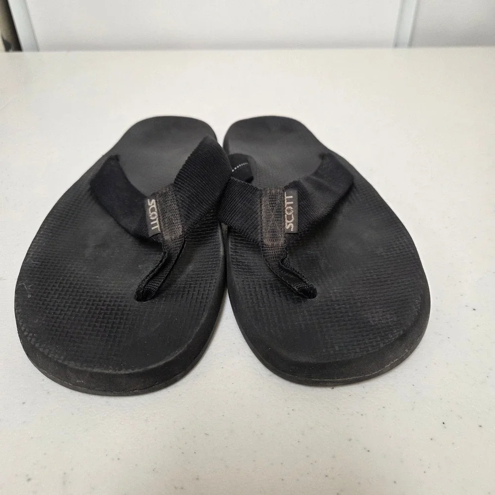 Scott Hawaii Makaha Mens Flip Flops Black Size 11 Thong Sandals Beach Shoes